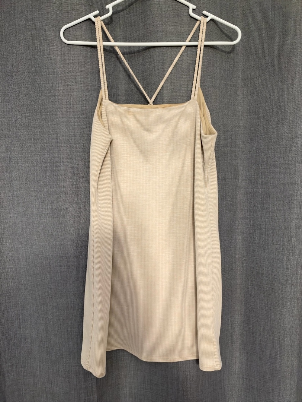 LULUS Beige Ribbed Spaghetti Strap Dress - Elegant Everyday Style